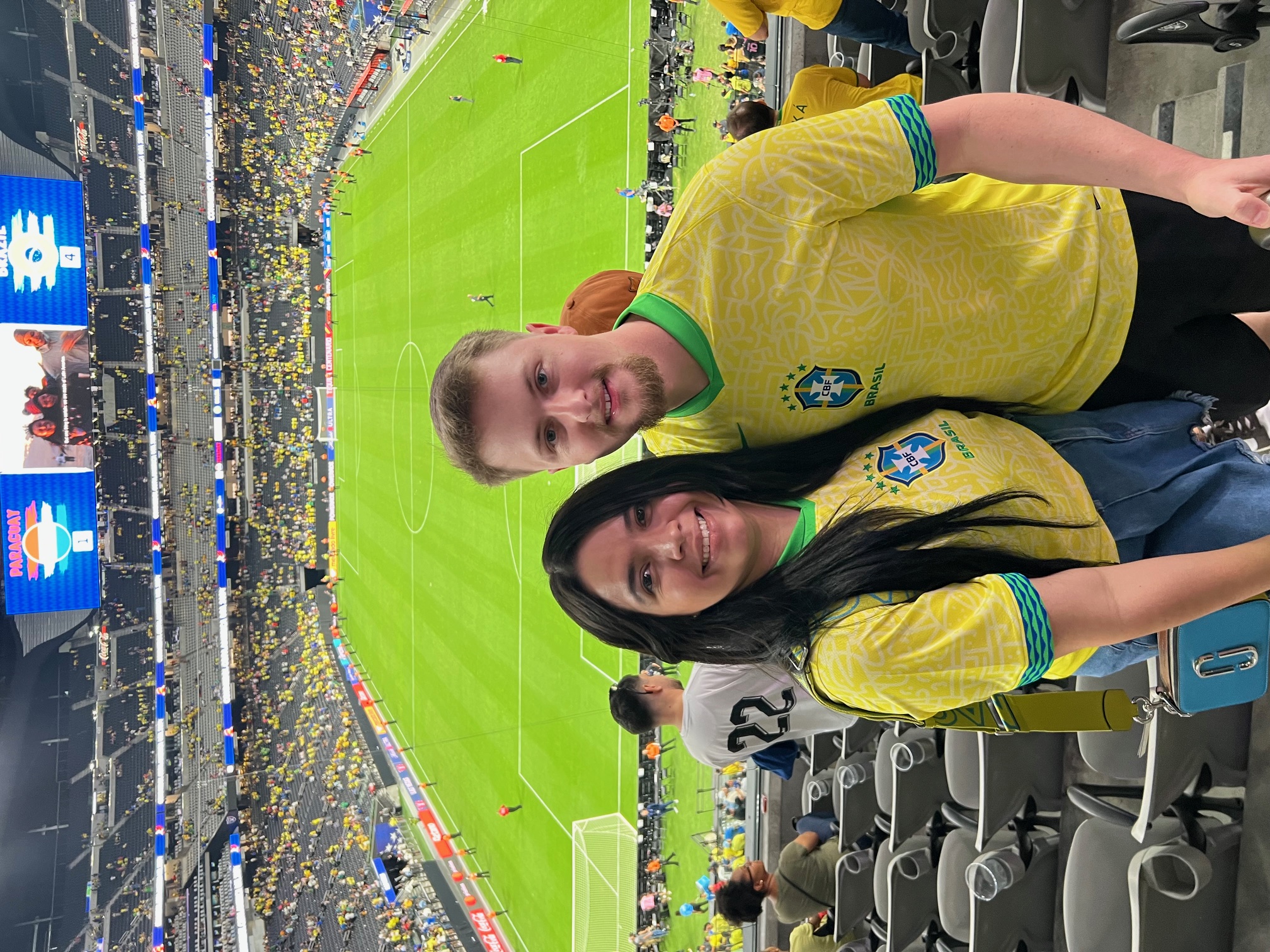 Me and my wife watching the Brazil soccer game at Vegas