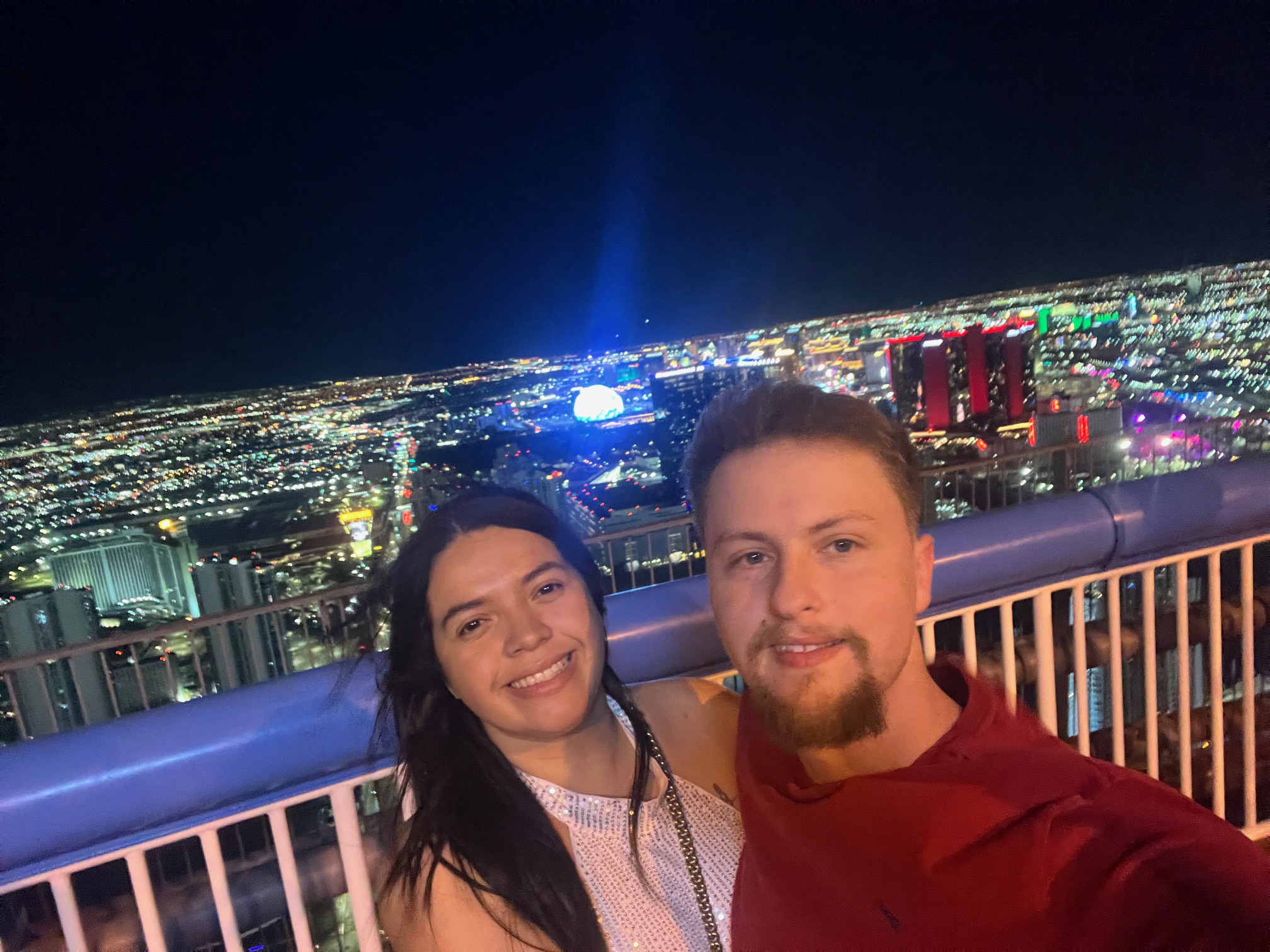 Me and my wife overlooking Vegas at night
